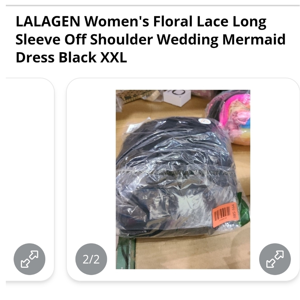 LALAGEN - XXL Floral Lace Long Sleeve Off Shoulder Mermaid Dress Black - Picture 7 of 13